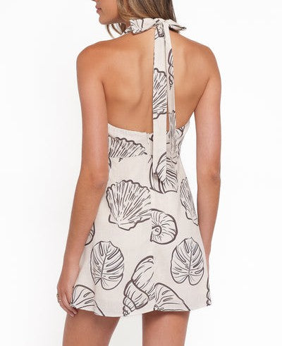 The cream shell print dress