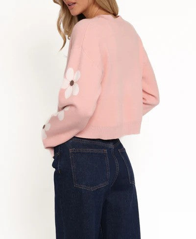 The Lantana Flower Sleeve Cardigan in Pink