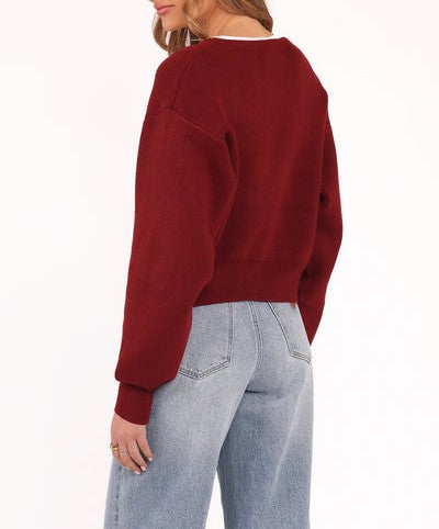 Knit Cardigan in Berry