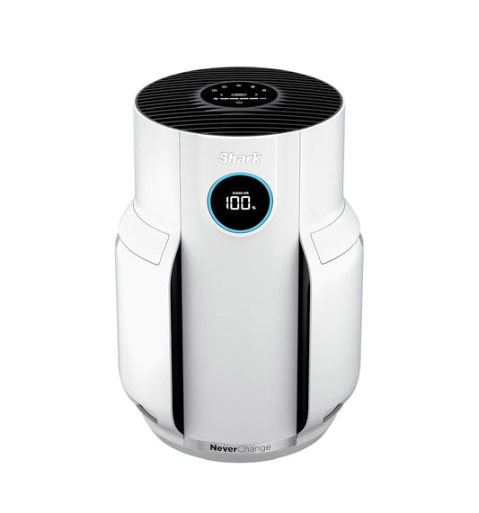 The Shark home air purifier is suitable for areas up to 1300 square feet, ideal for large rooms, kitchens, home offices, and more. It features a filter that exceeds HEPA standards, effectively removing pollutants, pet dander, dust, odors, and smoke.
