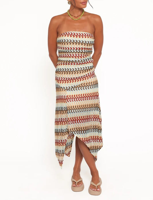 Midi Dress in Multi Stripe