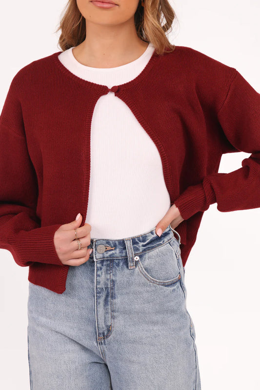 Knit Cardigan in Berry